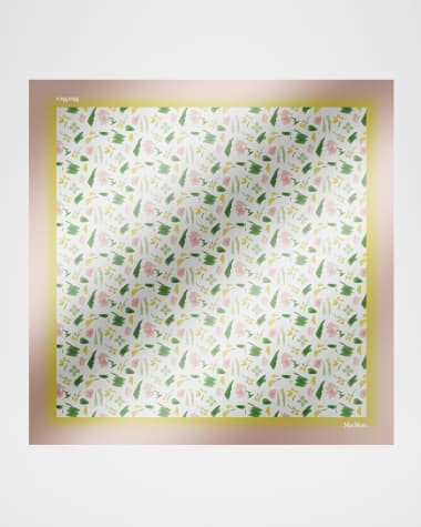 Max Mara Floral-Print Square Silk Scarf