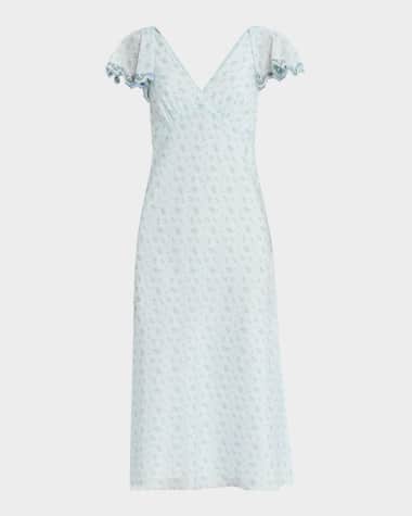 Rachel Antonoff Mia Floral Flutter-Sleeve Midi Dress