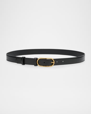 Dolce&Gabbana Oval Buckle Calfskin Leather Belt