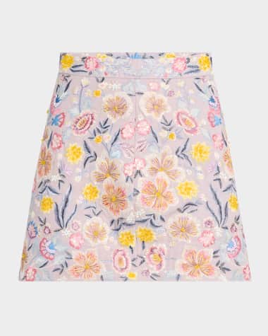 La Fuori Jolie Fleur Embroidered Mini Skirt