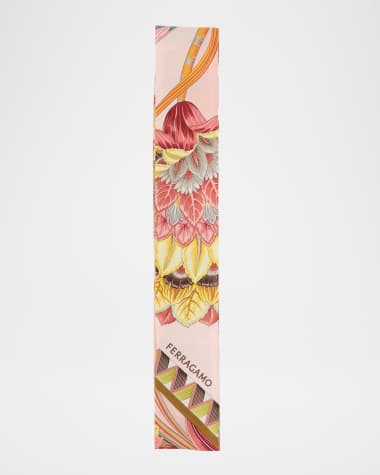 Ferragamo Floral-Print Silk Scarf