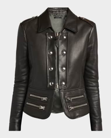 TOM FORD Guanteria Lamb Leather Regimental Biker Jacket