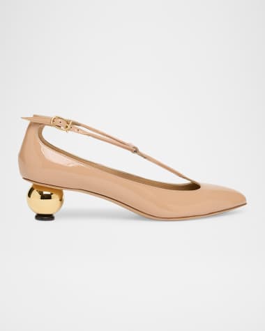 Ferragamo Tania Patent T-Strap Pumps