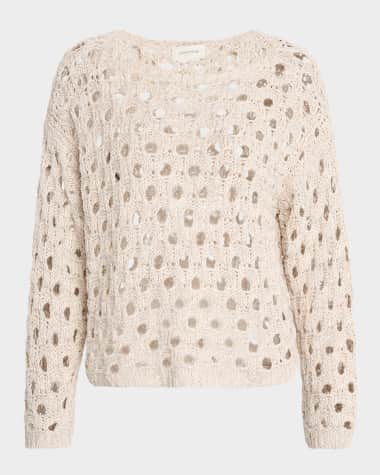 Lafayette 148 New York Bateau-Neck Open Knit Sweater