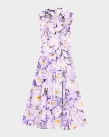 Badgley Mischka Collection Sleeveless Printed Floral Lace Midi Dress
