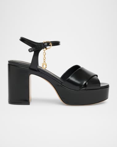 Ferragamo Savia Crisscross Gancini Charm Platform Sandals
