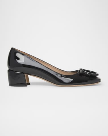Ferragamo Mara Patent Gancini Block-Heel Pumps