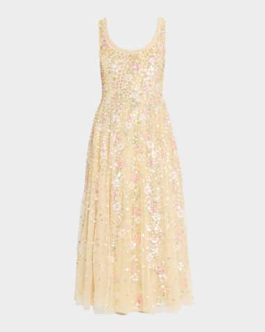 Needle & Thread Confetti Floral Sequin Ballerina Maxi Dress