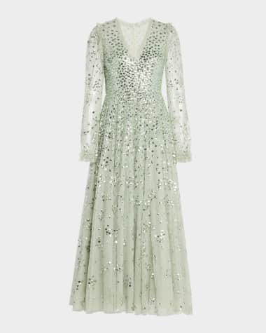 Needle & Thread Leila Sequin Dot Tulle Ankle Gown