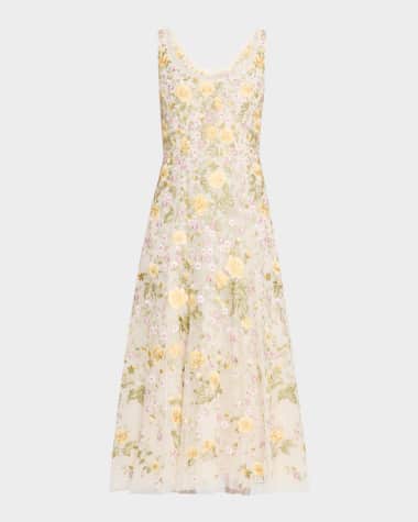 Needle & Thread Embroidered Florine Scoop-Neck Ballerina Dress