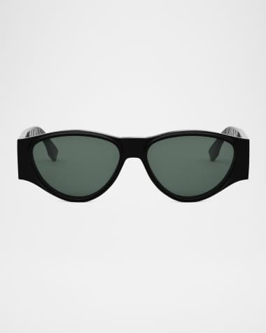 Fendi Men's FF Squared Acetate Oval Sunglasses