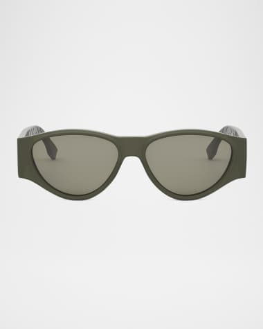 Fendi Men's FF Squared Acetate Oval Sunglasses