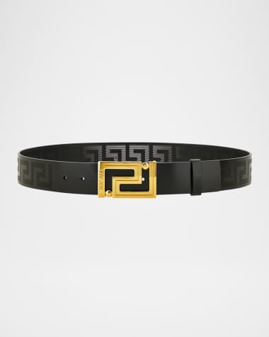 Versace Men's Greek Key Leather Belt