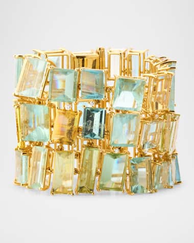 Lisa Nik Sparkling Mermaid 18K Yellow Gold Pastel Multi Beryl and Diamond Bracelet