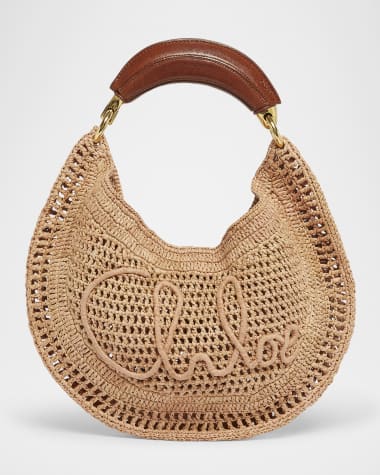 Chloe Summer Banana Top-Handle Bag in Crochet Fabric