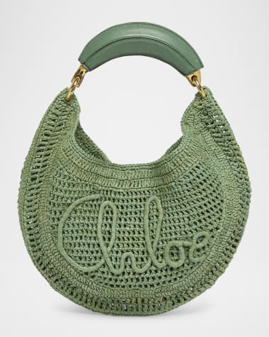 Chloe Summer Banana Top-Handle Bag in Crochet Fabric
