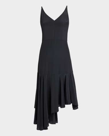 Santorelli Davin Asymmetric Crepe De Chine Midi Dress