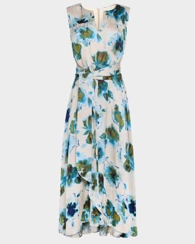 Santorelli Mira Sleeveless Floral-Print Midi Dress