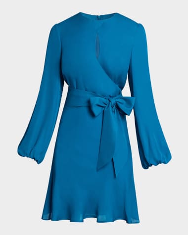 Santorelli Cutout A-Line Silk Georgette Dress