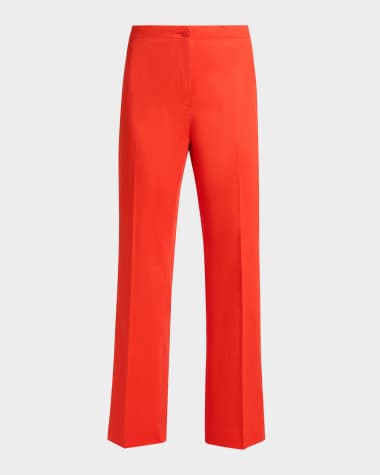 Santorelli Roma Cropped Straight-Leg Stretch Cotton Pants