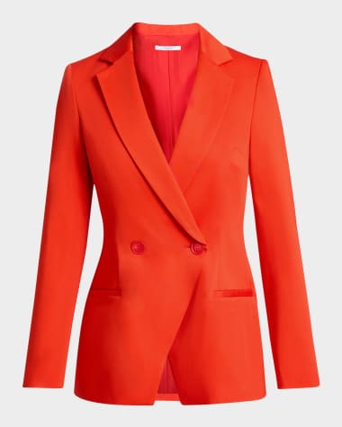 Santorelli Single-Button Stretch Cotton Blazer