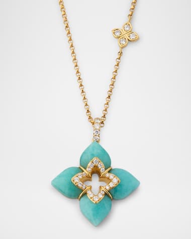 Roberto Coin Souffle 18K Yellow Gold Diamond Venetian Princess Necklace with Gemstones