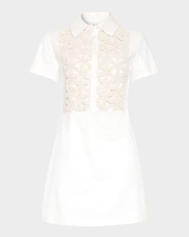Ramy Brook Sabrina Floral Crochet Mini Shirtdress