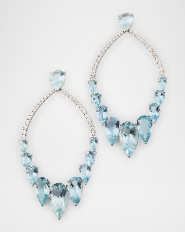 Gismondi 1754 18K White Gold Diamond and Aquamarine Open Earrings