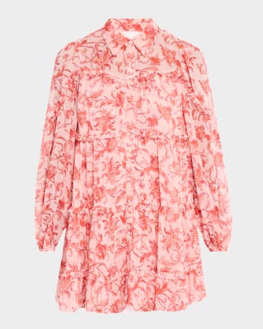 Cinq a Sept Kennedy Paisley Long-Sleeve Mini Dress