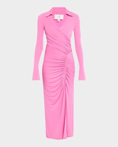 Cinq a Sept Fabia Gathered Long-Sleeve Dress