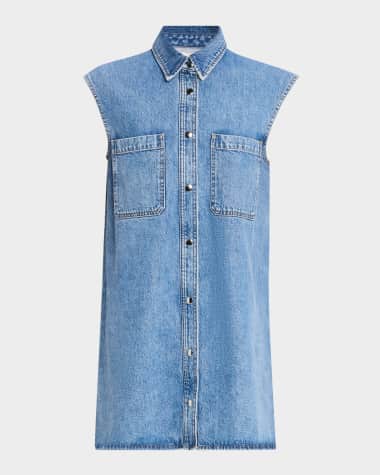 FRAME The Sleeveless Denim Shirtdress