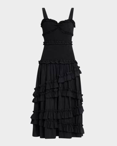 Cinq a Sept Ordina Sleeveless Ruffle Midi Dress