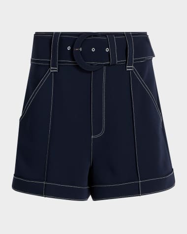 Cinq a Sept Aldi Belted Topstitch Shorts
