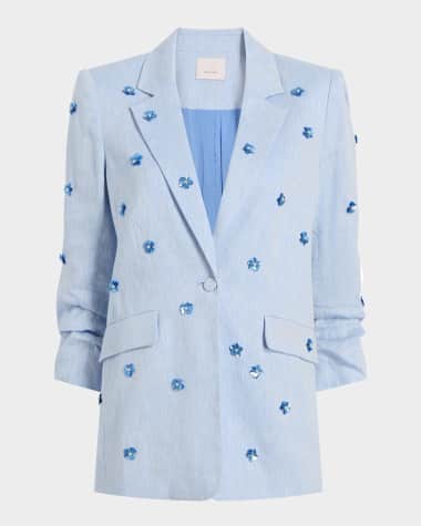 Cinq a Sept Kylie Embellished Linen Blazer
