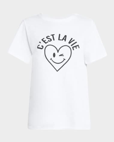 Cinq a Sept Cest La Vie Smiley Crewneck Tee