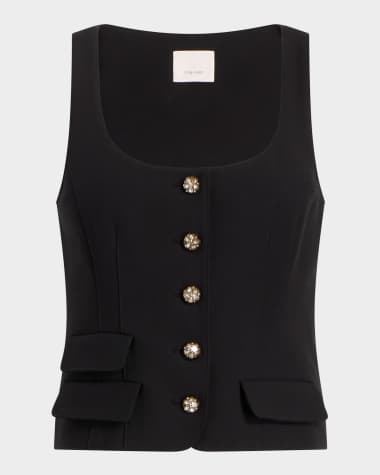 Cinq a Sept Lovina Crystal-Button Vest