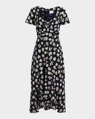 Cinq a Sept Isha Floral Short-Sleeve Dress