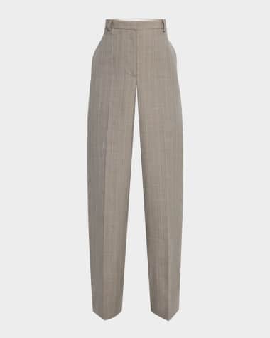 Stella McCartney Melange Pinstripe Wide-Leg Tailored Trousers