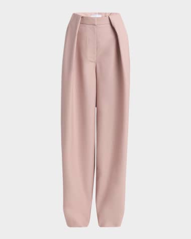 Stella McCartney Pleated Wide-Leg Canvas Balloon Trousers