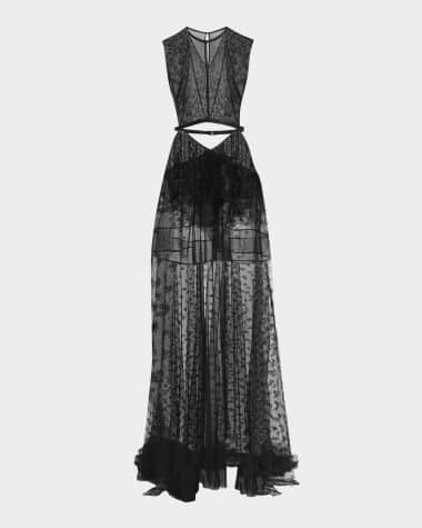 Stella McCartney Chantilly Lace Cutout Maxi Dress