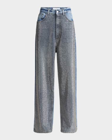 Stella McCartney Crystal Hotfix Wide Leg Jeans