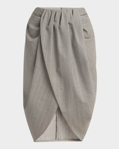 Stella McCartney Striped Melange Draped Tulip Midi Skirt