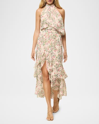 MISA Los Angeles Seva Asymmetric Chiffon Midi Skirt