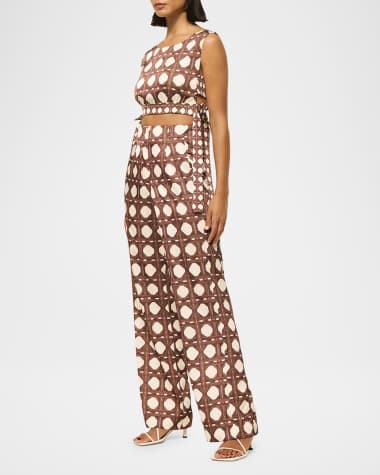 MISA Los Angeles Rattan Tile Rita Satin Pants