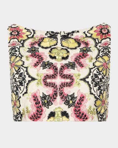 MISA Los Angeles Basa Embellished Crop Top