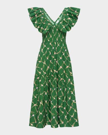 MISA Los Angeles Tulip Lattice Leona Midi Dress