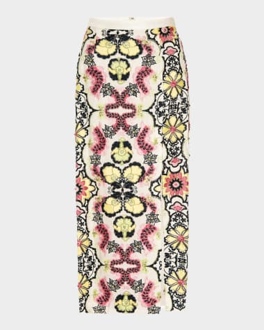 MISA Los Angeles Tani Embellished Midi Skirt