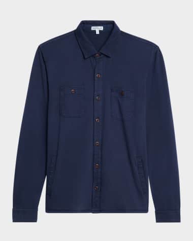 Peter Millar Men's Lava Wash Fleece Knit Shirt Jacket