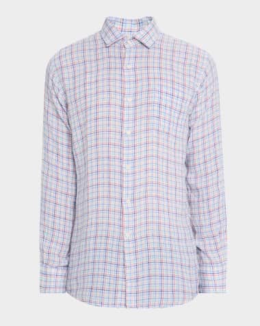 Peter Millar Men's Clambake Linen Check Sport Shirt
