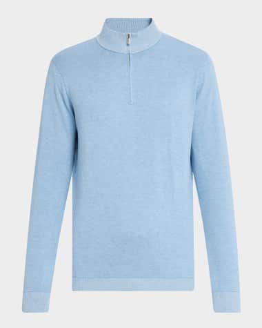 Peter Millar Men's Birdseye Knit Quarter-Zip Sweater